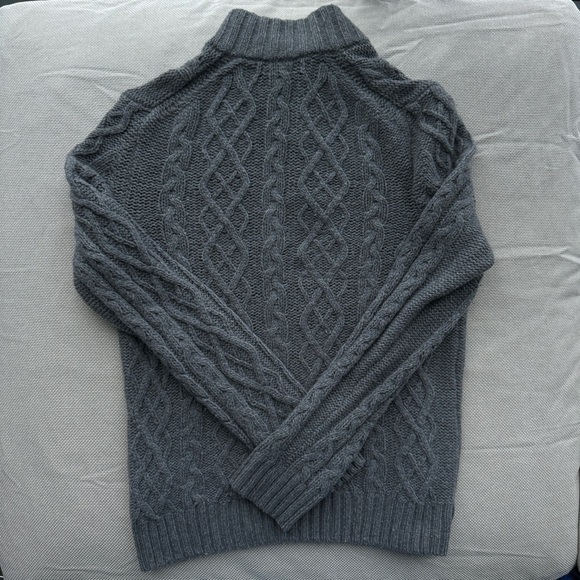Brooks Brothers Grey Cable Knit Quarter-Button Sweater - 100% Wool, Men’s M - Picture 3 of 5